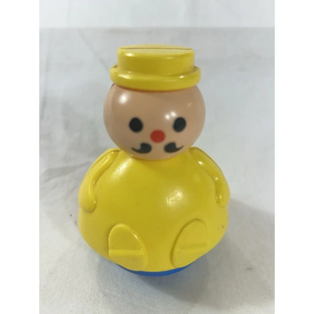 Vintage Fisher Price Roly Poly Yellow Man Butcher Toy